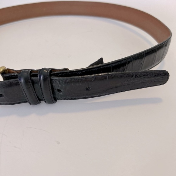 Brighton 32103 Black Embossed Leather  Alligator Men's Belt Size 34 Brass Buckle - Picture 4 of 12